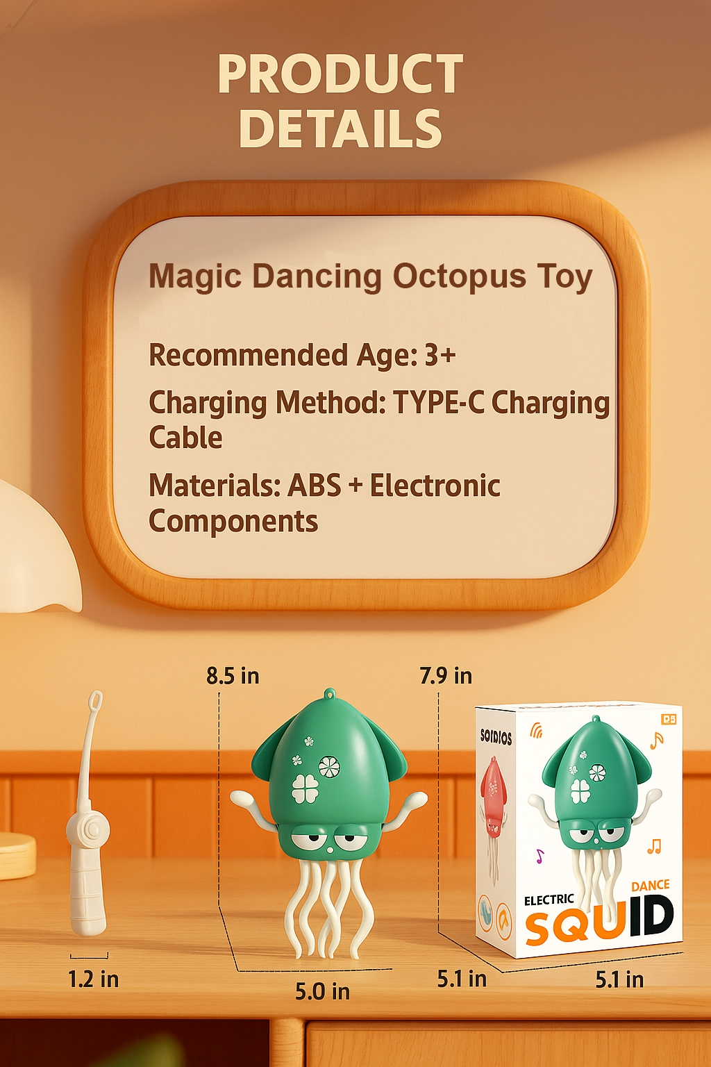 Magic Dancing Octopus Toy - Toy for Toddlers, Tummy Time