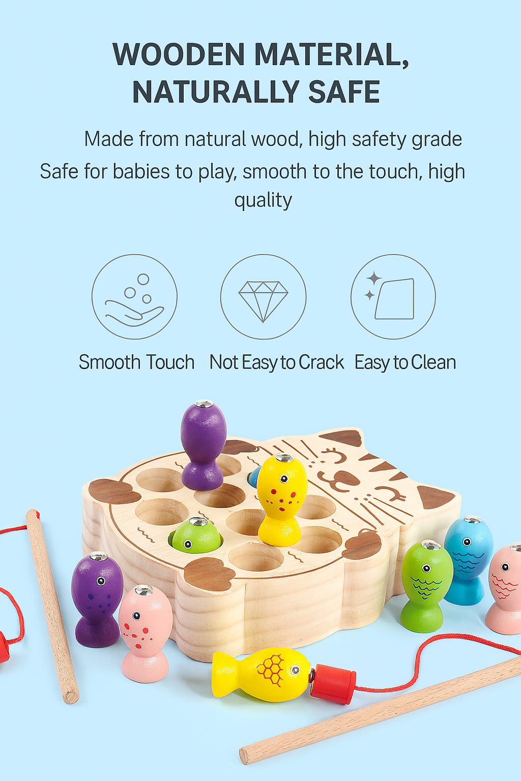 Wooden Magnetic Fishing Game - Kids Toys