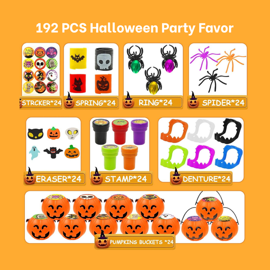 192 PCS Halloween Party Favors For Kids