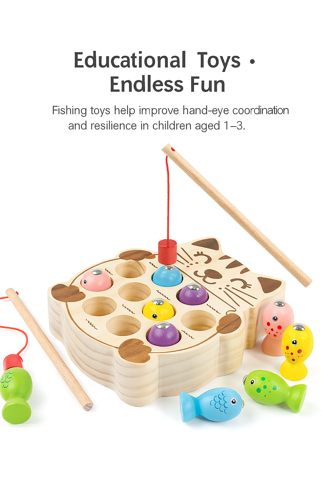 Wooden Magnetic Fishing Game - Kids Toys